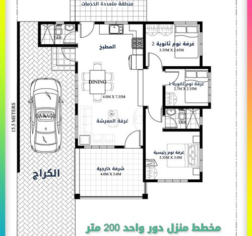 تصميم منزل مساحة 200 متر- افكار مبدعه لتصميمات منازل وهمية 12533